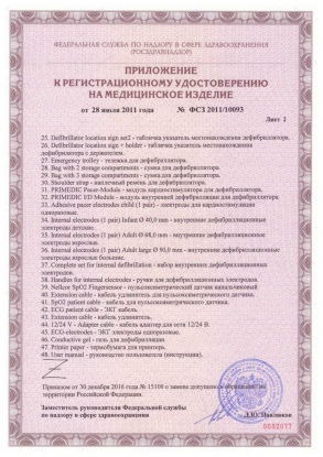 Сертификат регистрации на дефибрилляторы Primedic - Стр. 3
